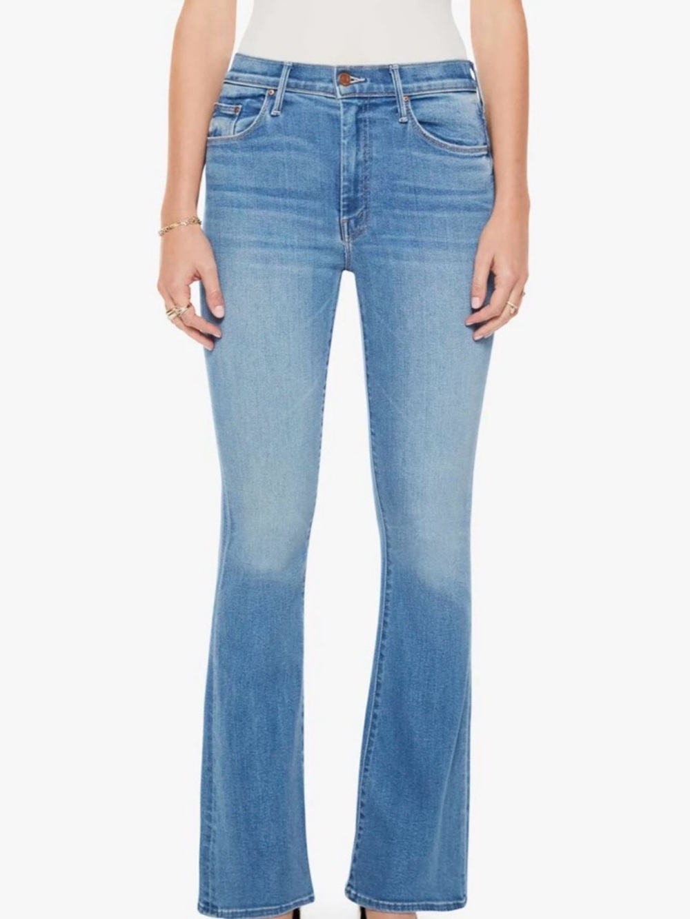 MOTHER Medium Blue Wash Weekender Flare Jeans